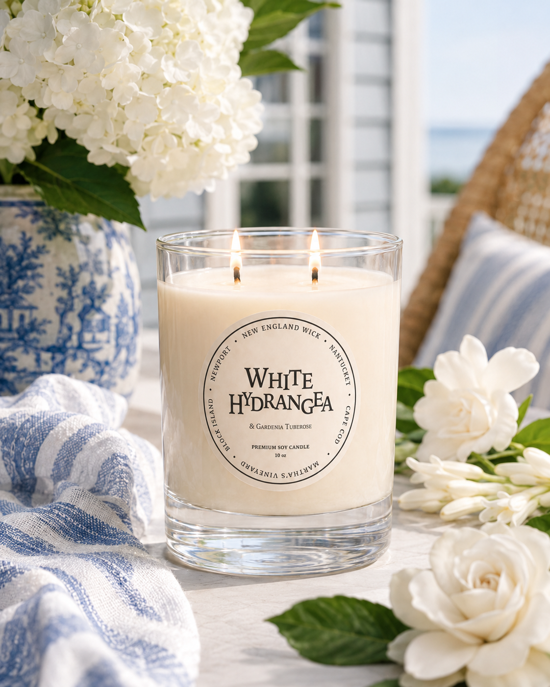 White Hydrangea Classic 2-Wick Candle
