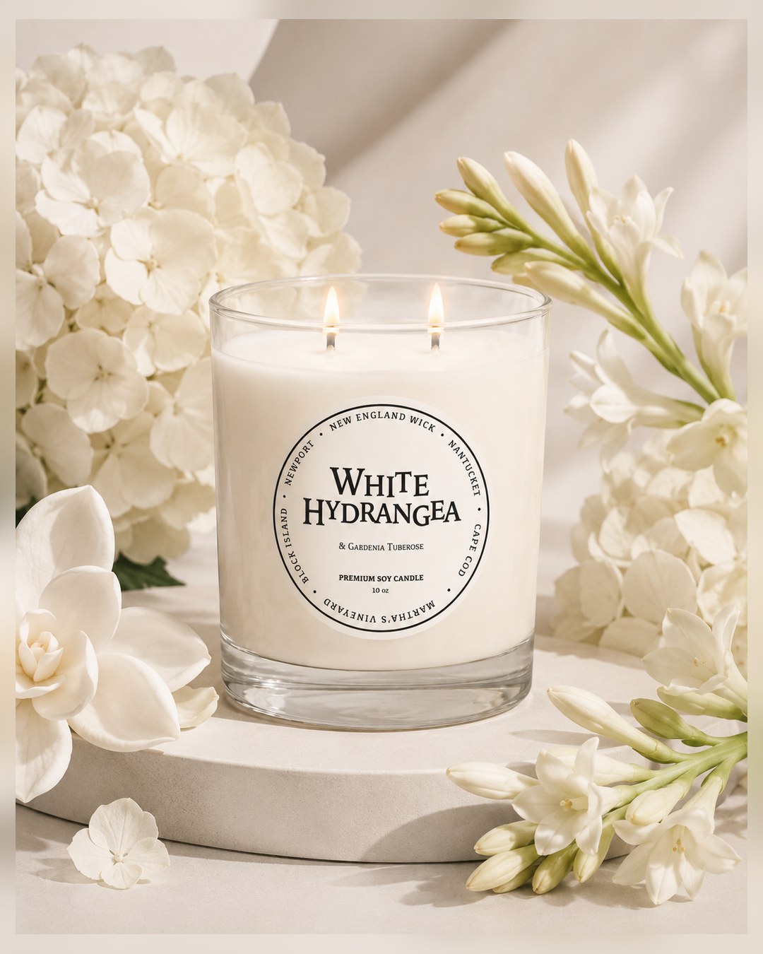 White Hydrangea Classic 2-Wick Candle
